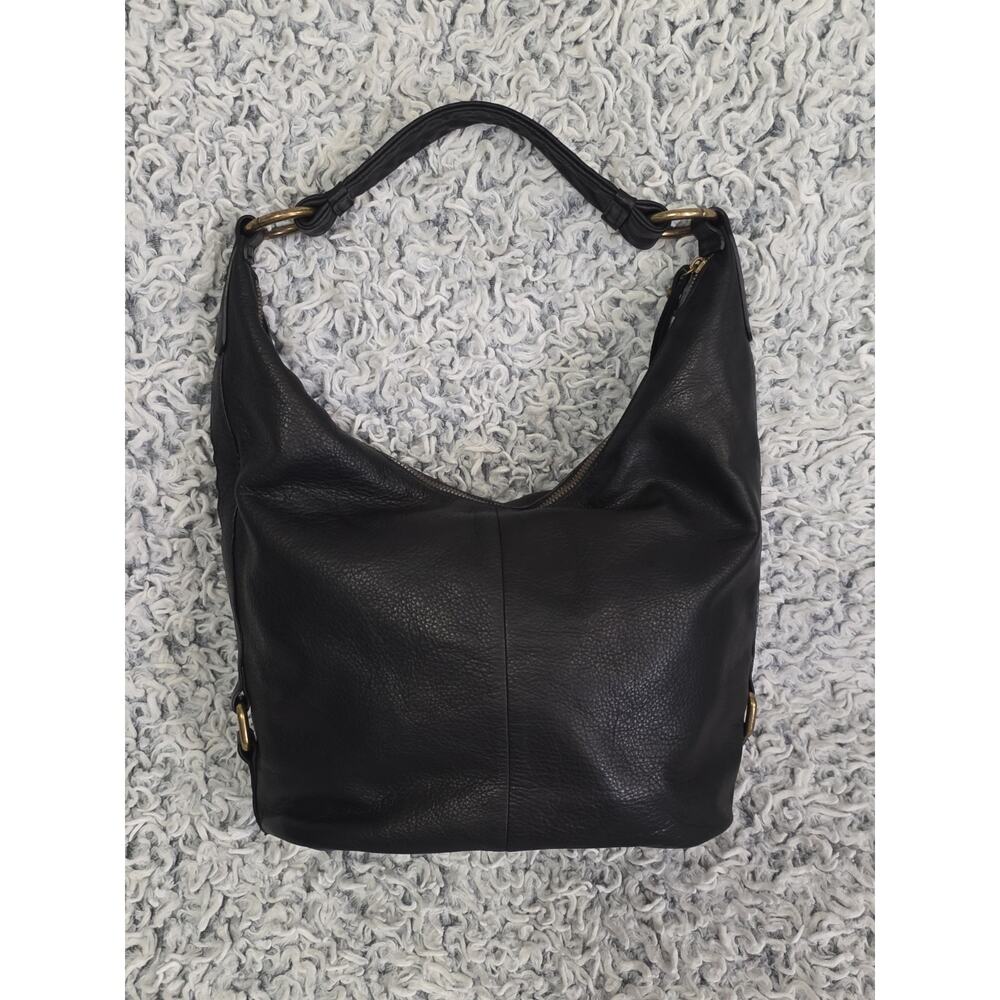 AMERICAN LEATHER CO Women Black Leather Hobo Shoulder Bag Slouchy Boho Casual - Picture 2 of 16